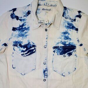 NWT Madewell Pearl Snap Denim Shirt Bleach Light Wash